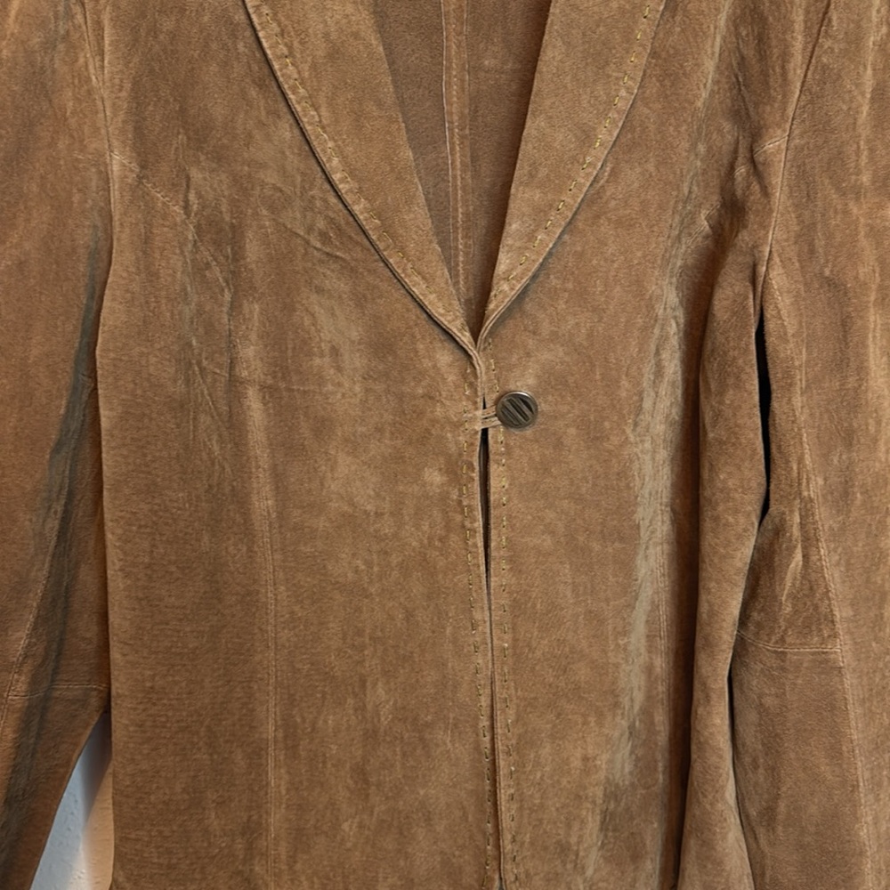 Kim Rogers Suede 100% Leather Collared Jacket with Button Enclosure Size XL - Picture 2 of 6